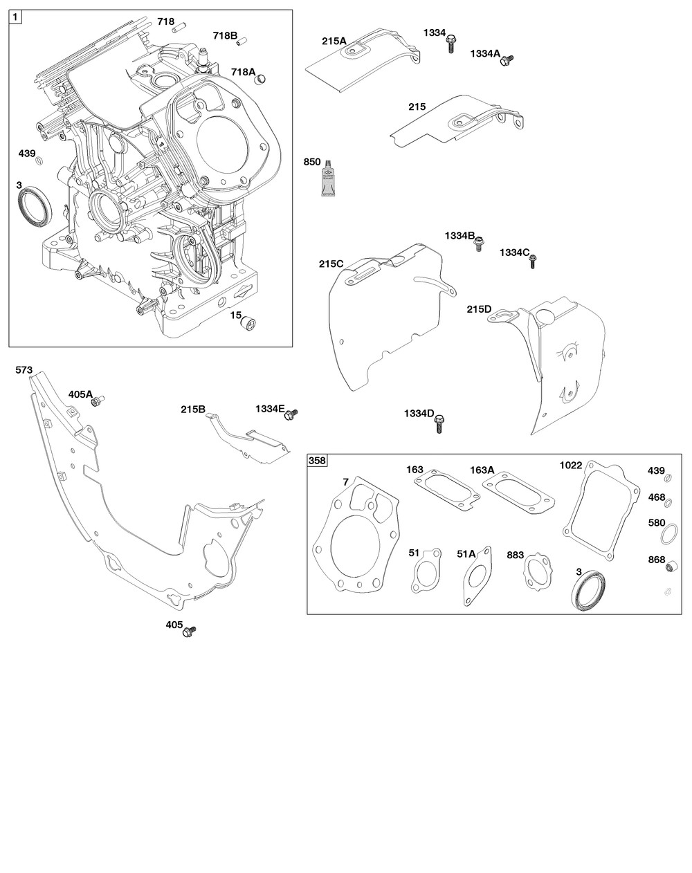 Cylinder Group Diagram and Parts List for 61G477-0005-J1 400000 - 699999 Briggs and Stratton Engine